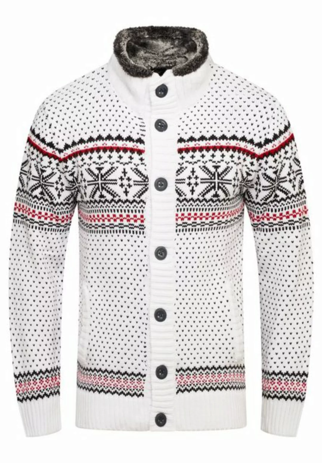 behype Cardigan BKIANA Strickjacke Grobstrick Norweger-Muster Strickpullove günstig online kaufen