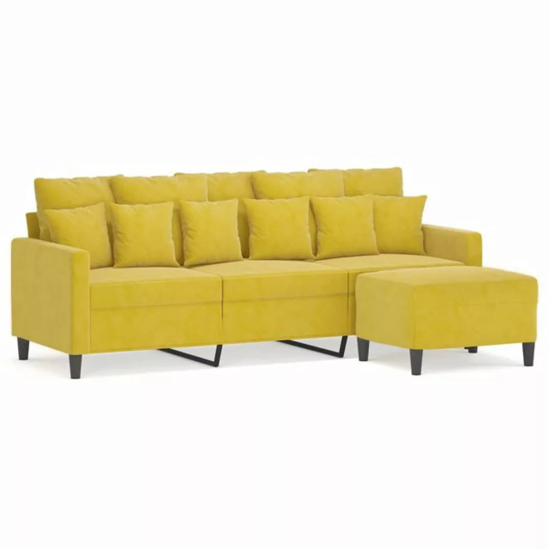 vidaXL Sofa 3-Sitzer-Sofa mit Hocker 180 cm Samt, Gelb günstig online kaufen