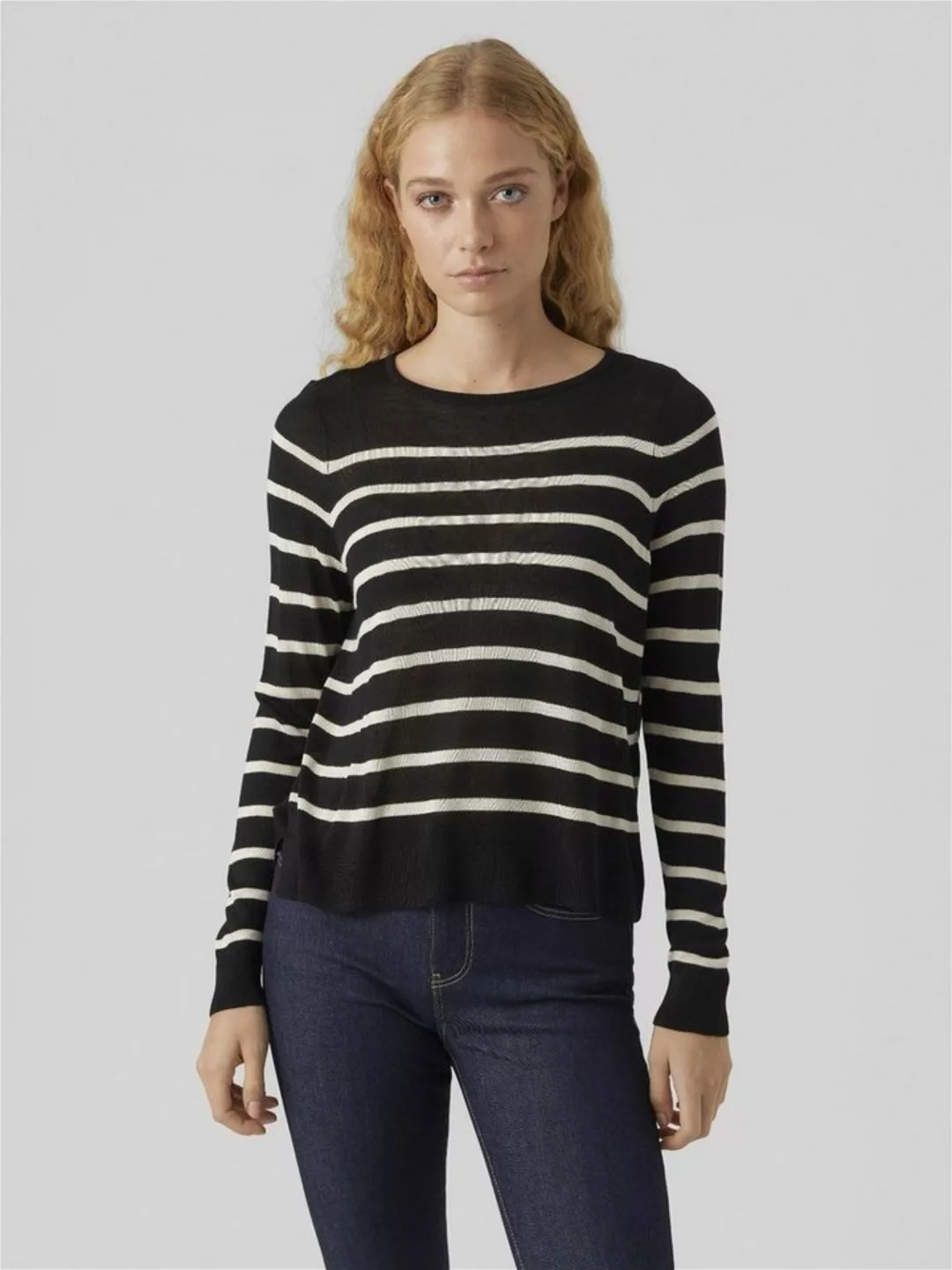 Vero Moda Strickpullover Weicher Feinstrick Pullover Rundhals Sweater Strei günstig online kaufen