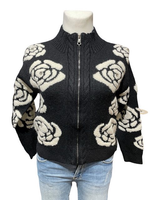 Fashion and Sports Strickjacke FaS639 Strickjacke mit Blumenprint günstig online kaufen