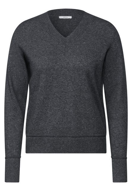 Cecil V-Ausschnitt-Pullover, im Melange Look günstig online kaufen