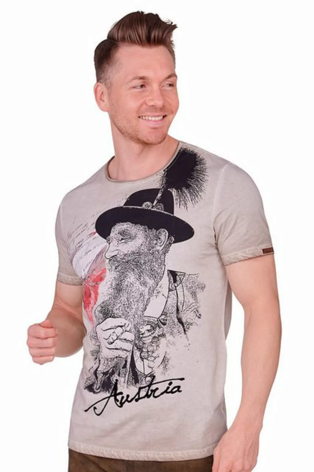 Hangowear Trachtenshirt Trachtenshirt Herren - SEPP AUSTRIA - greige günstig online kaufen