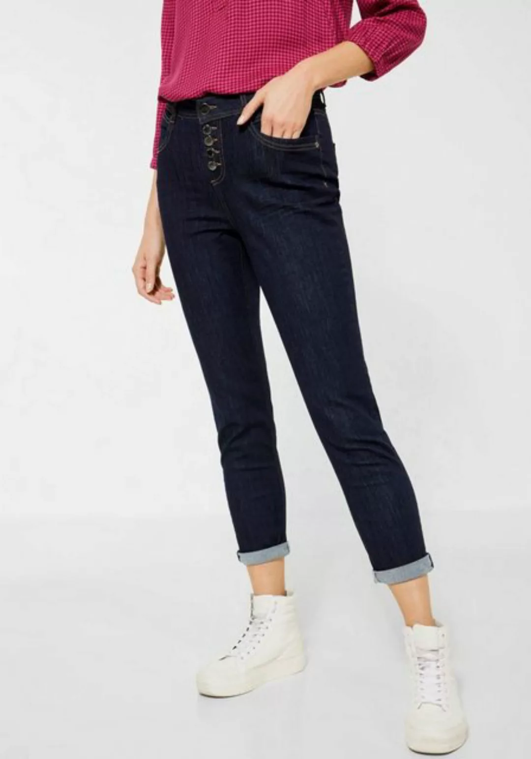 STREET ONE Slim-fit-Jeans Style Mom mit Kontrastnähten an den Gürtelschlauf günstig online kaufen