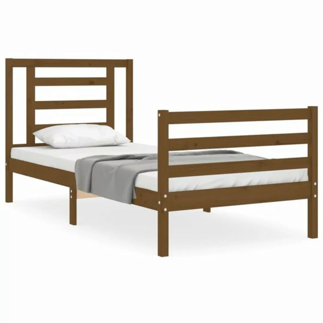 furnicato Bett Massivholzbett mit Kopfteil Honigbraun 90x200 cm günstig online kaufen