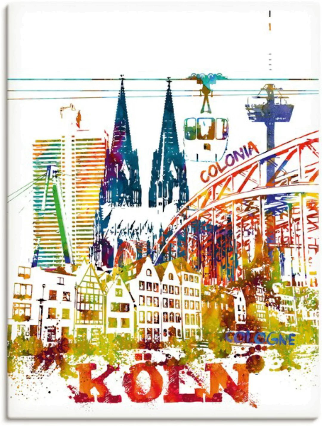 Artland Leinwandbild »Köln Dom Grafik«, Köln, (1 St.), auf Keilrahmen gespa günstig online kaufen