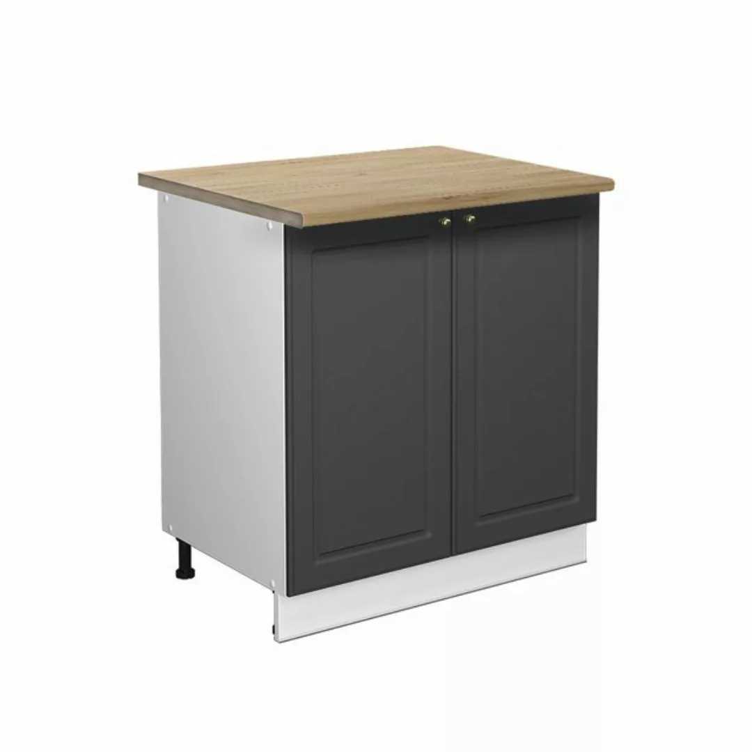 Vicco Spülenunterschrank Fame-Line, Anthrazit-Gold/Weiß, 80 cm mit Regal, A günstig online kaufen