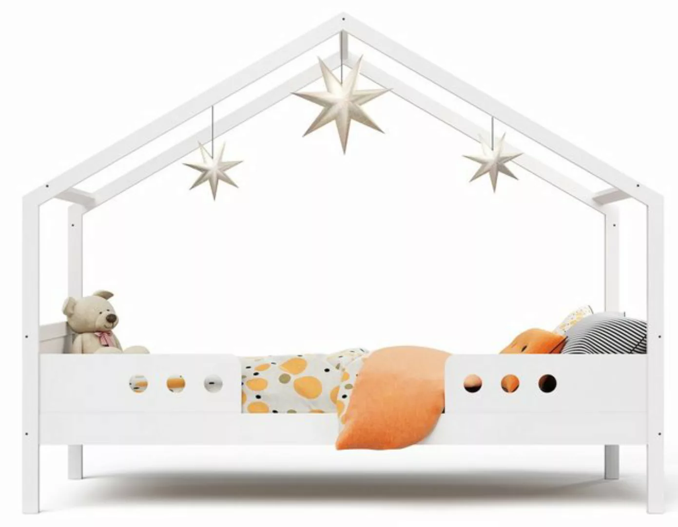 Bellabino Hausbett Bela (Kinderbett 90x200 cm, weiß), inkl. Rausfallschutz günstig online kaufen