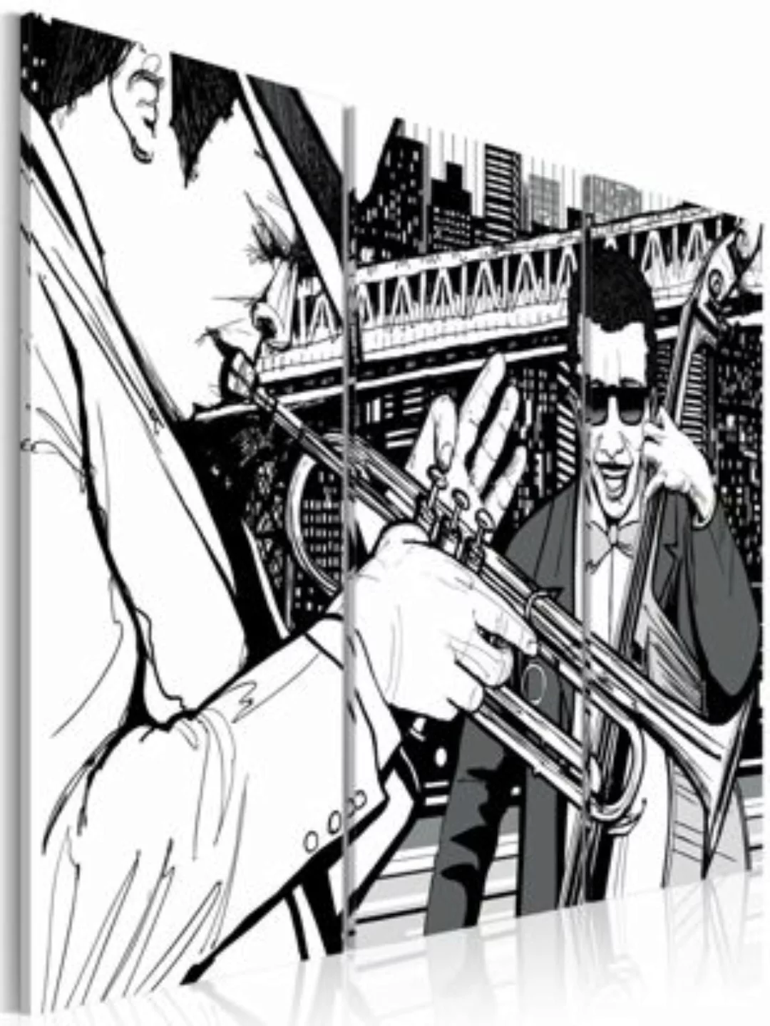 artgeist Wandbild Jazz-Konzert und New York-Wolkenkratzer im Hintergrund - günstig online kaufen