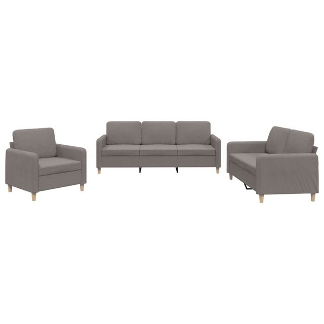 vidaXL Sofa, 3-tlg. Sofagarnitur mit Kissen Taupe Stoff günstig online kaufen