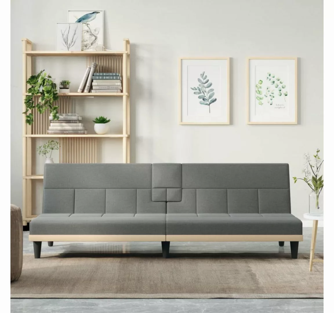 vidaXL Sofa Schlafsofa mit Getränkehaltern Dunkelgrau Stoff Schlafcouch Sof günstig online kaufen