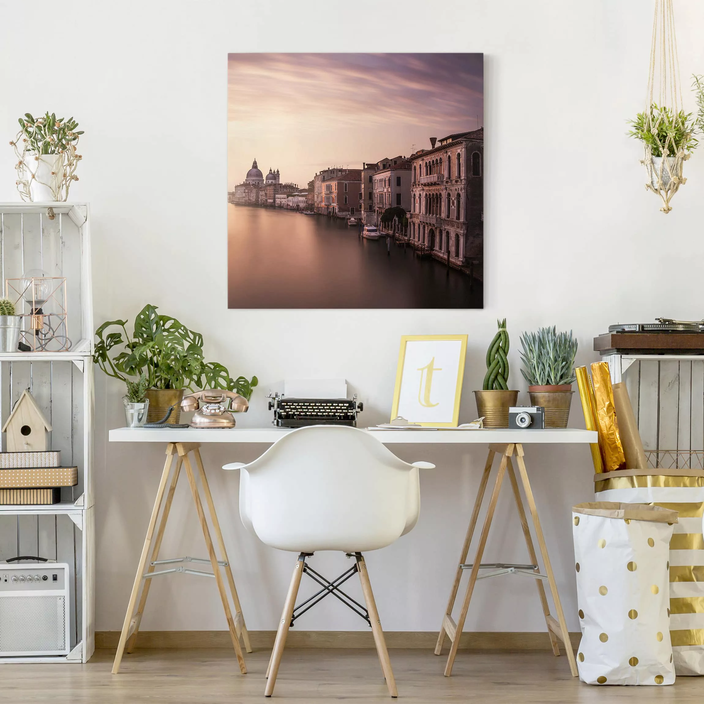 Leinwandbild Architektur & Skyline - Quadrat Abendstimmung in Venedig günstig online kaufen