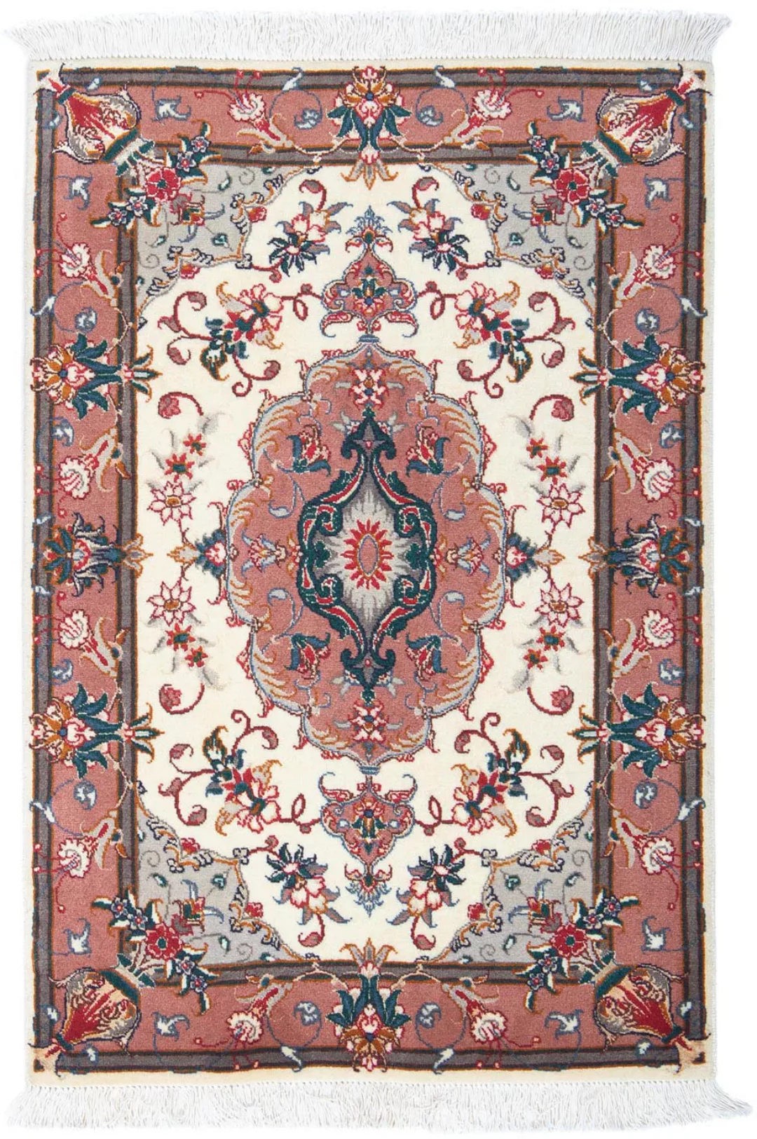 morgenland Wollteppich »Täbriz - 50 Raj Blumenmuster Beige 92 x 61 cm«, rec günstig online kaufen