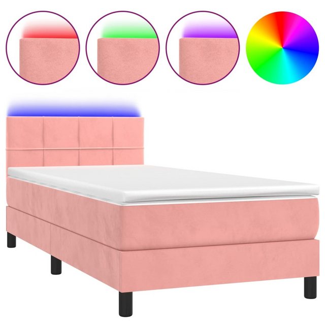 vidaXL Boxspringbett Bett Boxspringbett mit Matratze & LED Samt (90 x 190 c günstig online kaufen