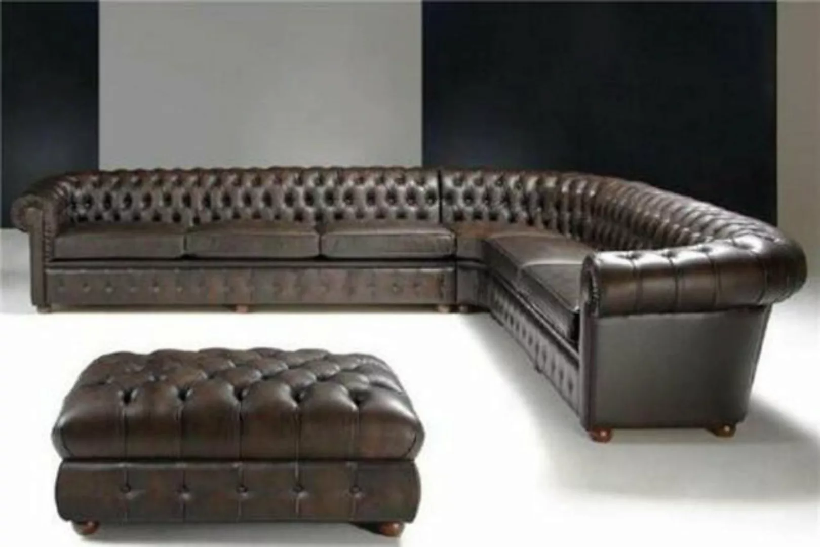 JVmoebel Ecksofa Klassische Eckcouch Sofa Polster Sitz Chesterfield 100% Le günstig online kaufen