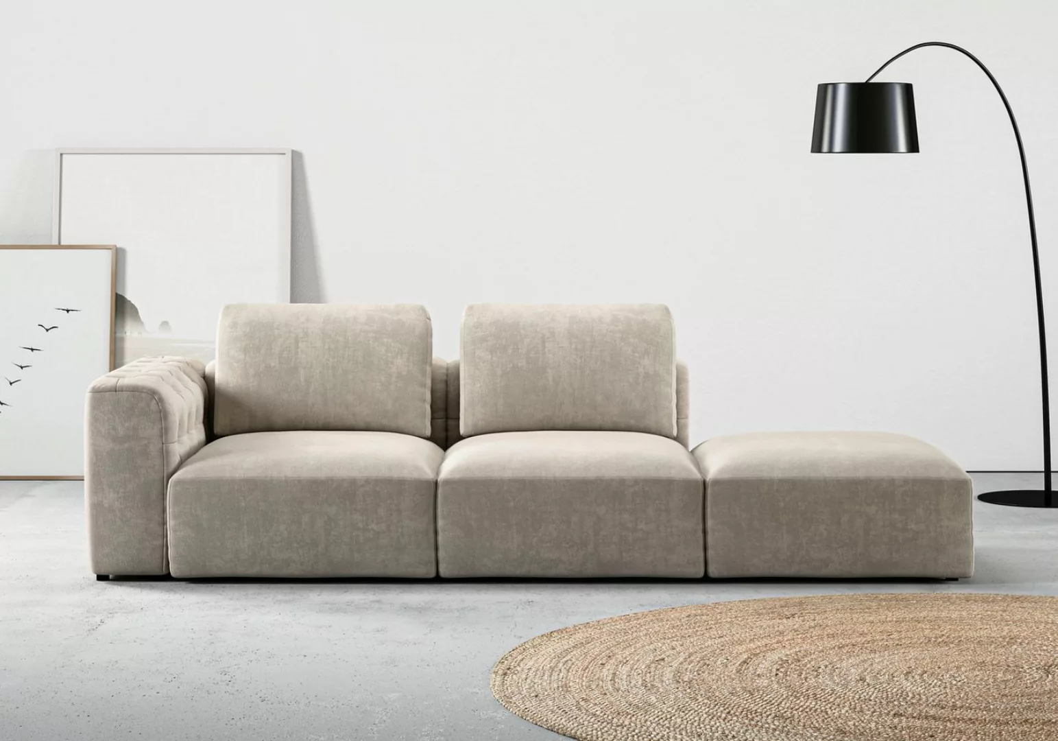 RAUM.ID Chaiselongue Cushid, Modul-Sofa, bestehend aus 2-Sitzer und Hocker günstig online kaufen