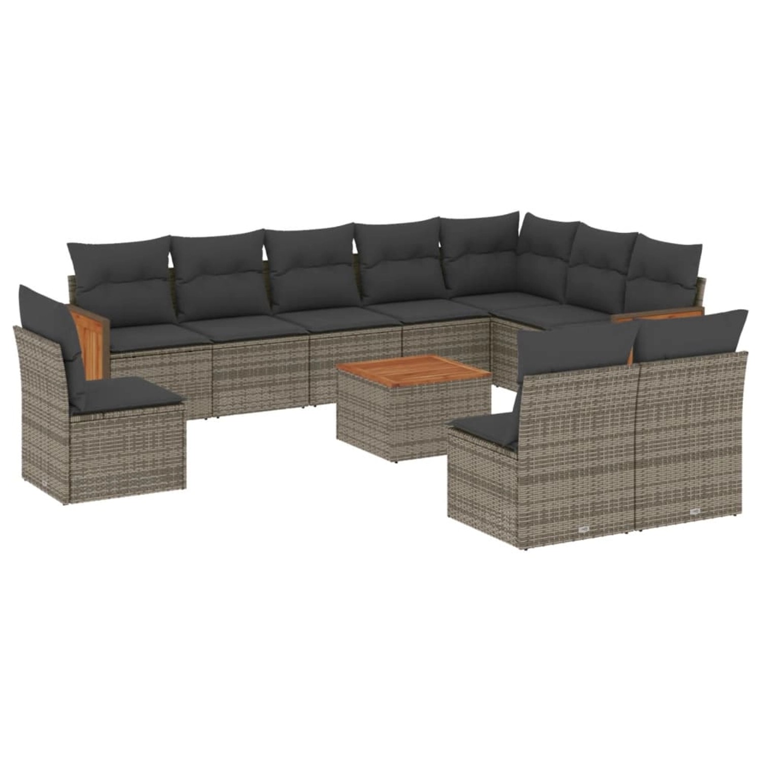 vidaXL 11-Tlg Garten-Sofagarnitur mit Kissen Grau Poly Rattan 3227761 günstig online kaufen