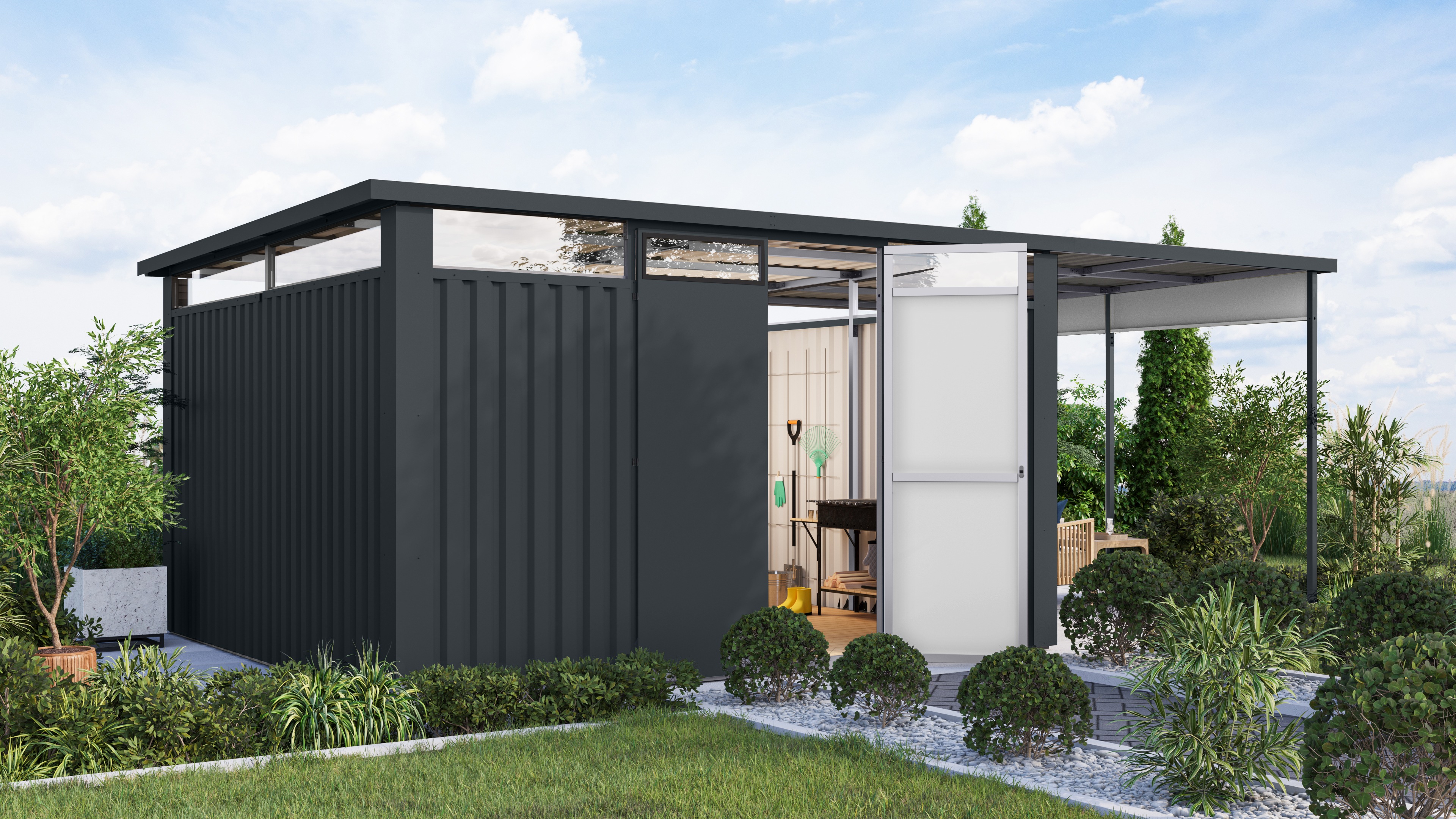 Karibu Gartenhaus "Metall mit Lichtband aus Kunststoff, Østen 4 SET", in ve günstig online kaufen