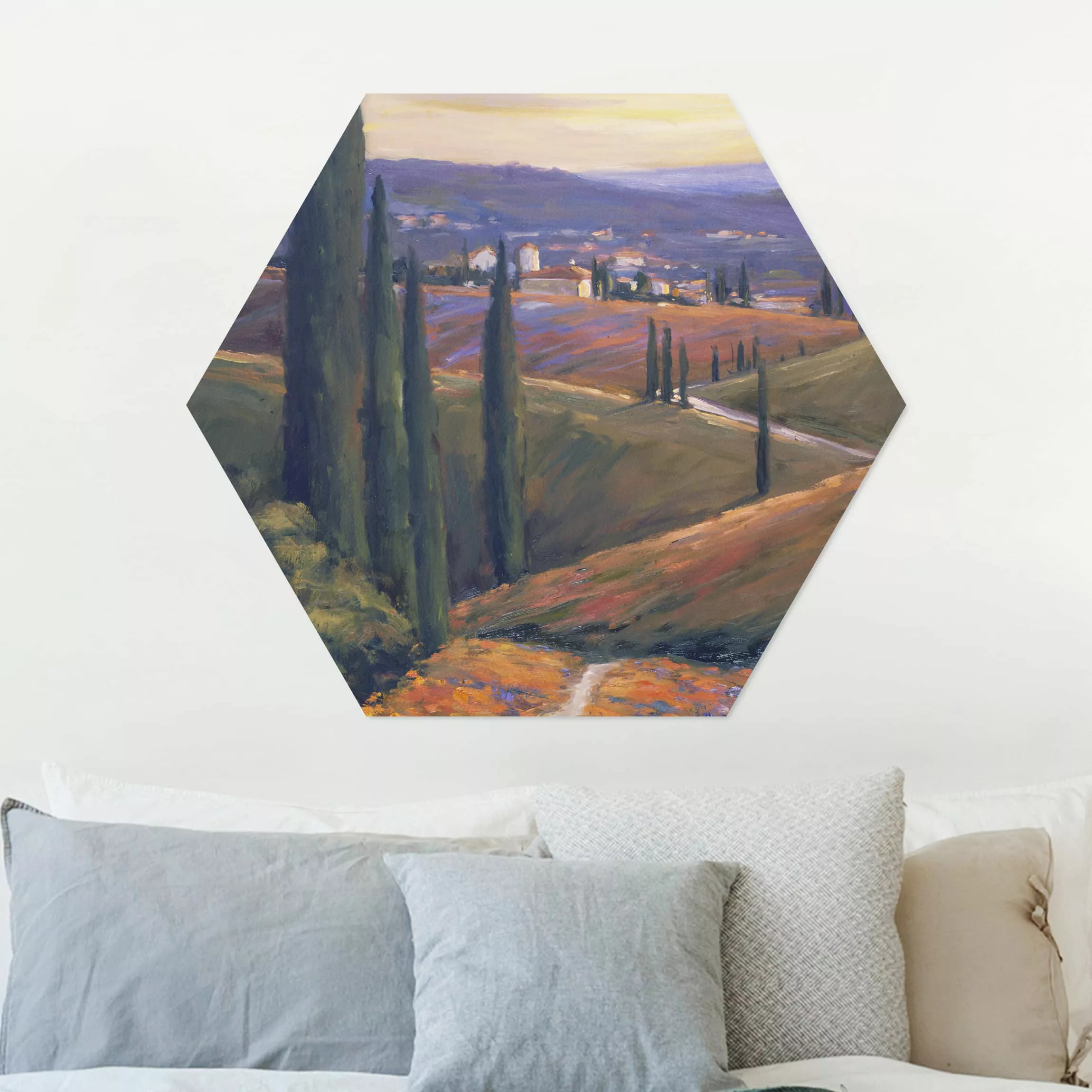 Hexagon-Alu-Dibond Bild Natur & Landschaft Landschaft am Nachmittag I günstig online kaufen