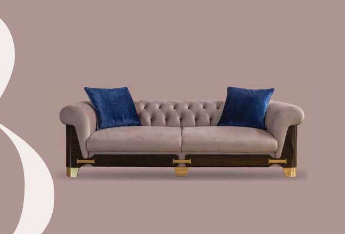 Xlmoebel Chesterfield-Sofa Neues Chesterfield Sofa für drei Personen, grau, günstig online kaufen