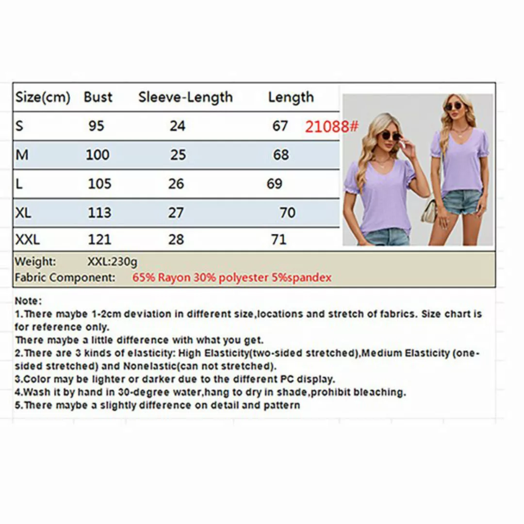 BlauWave Kurzarmshirt T Shirt Damen Blusen & Tuniken (1-tlg) V-Ausschnitt B günstig online kaufen