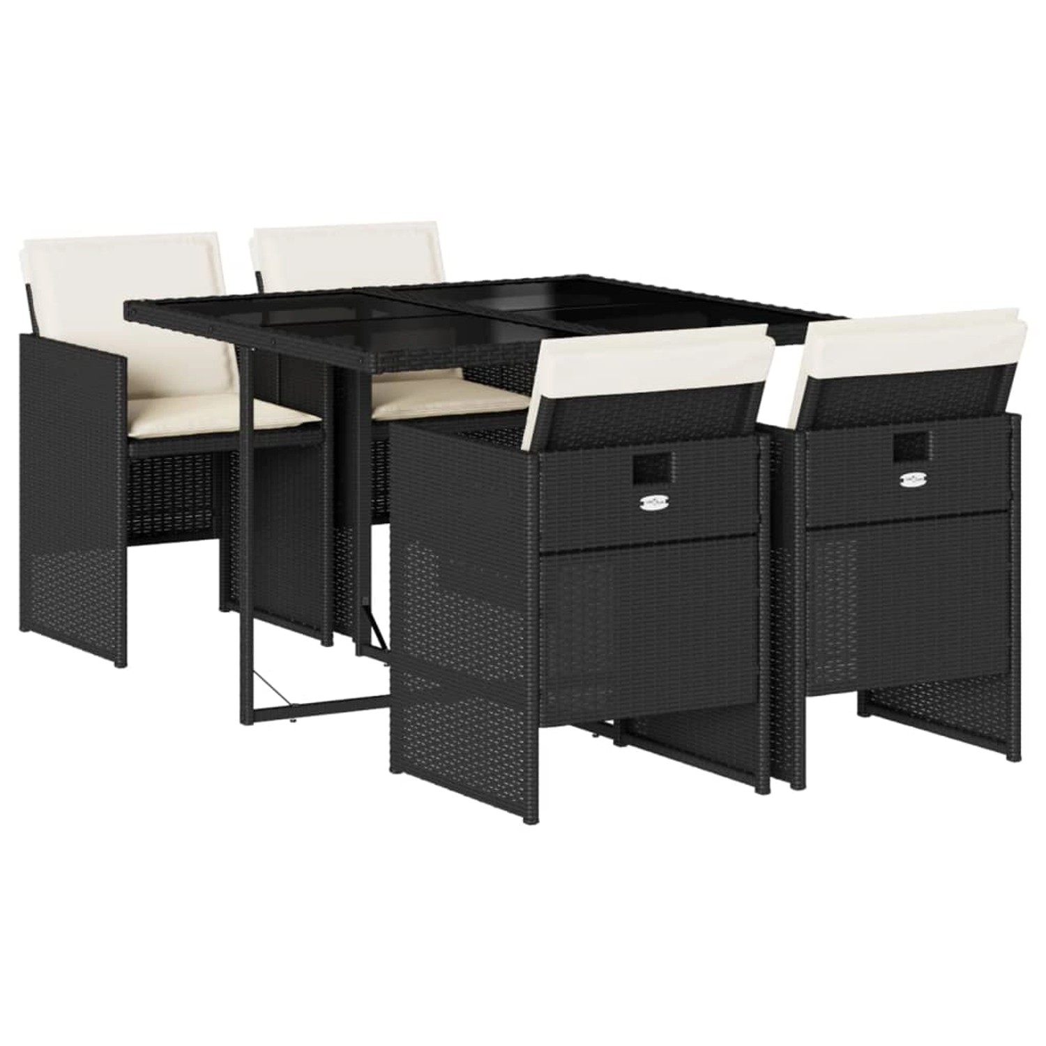 vidaXL 5-Tlg Garten-Essgruppe mit Kissen Schwarz Poly Rattan 3277661 günstig online kaufen