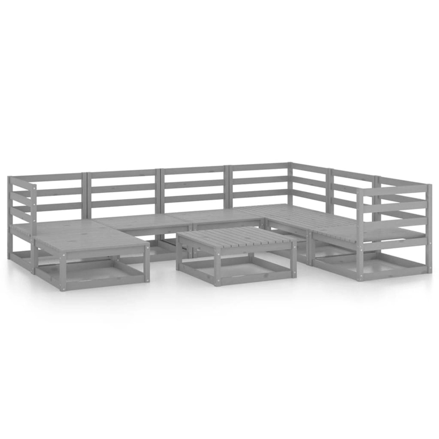 vidaXL 8-tlg Garten-Lounge-Set Grau Kiefer Massivholz Modell 18 günstig online kaufen