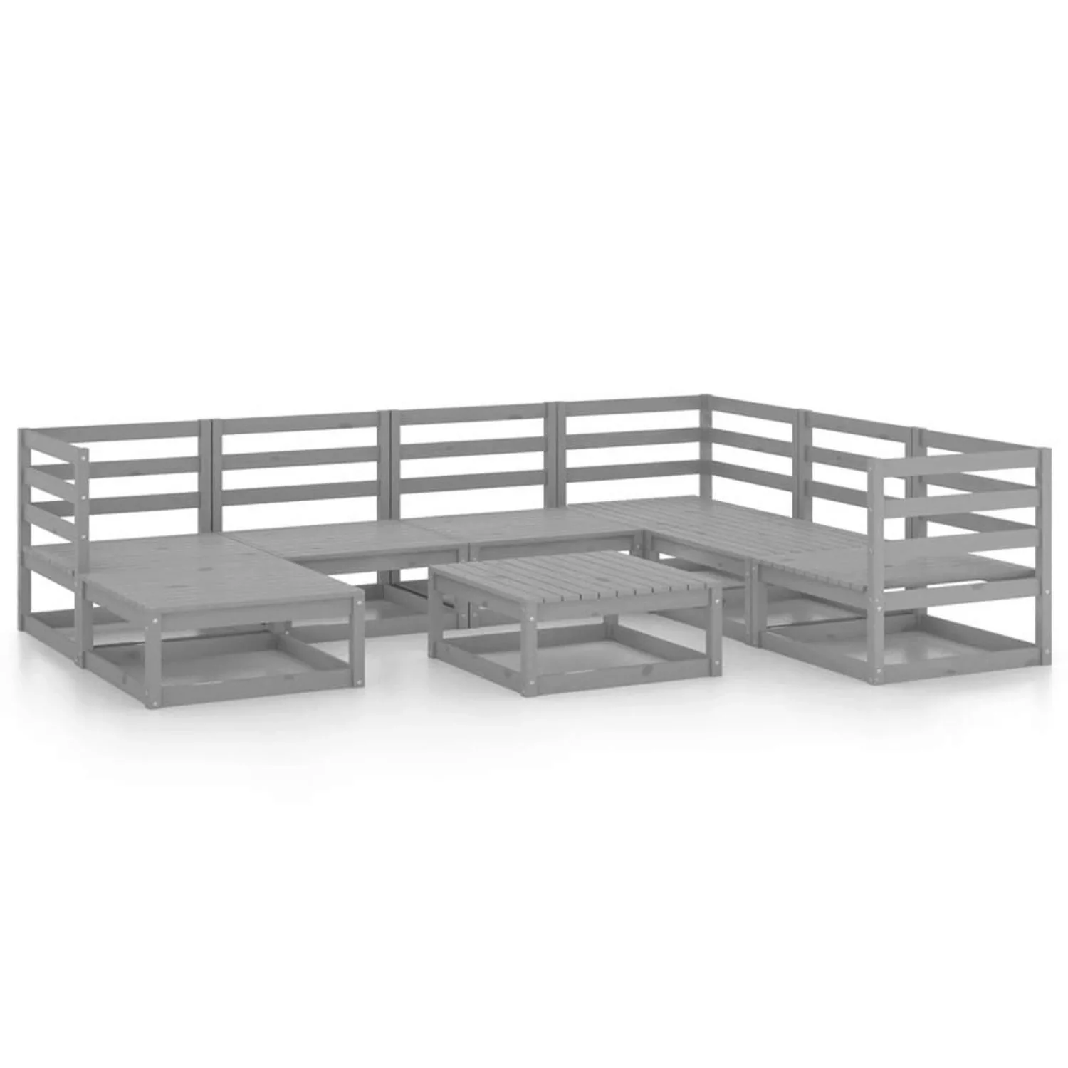 vidaXL 8-tlg Garten-Lounge-Set Grau Kiefer Massivholz Modell 18 günstig online kaufen