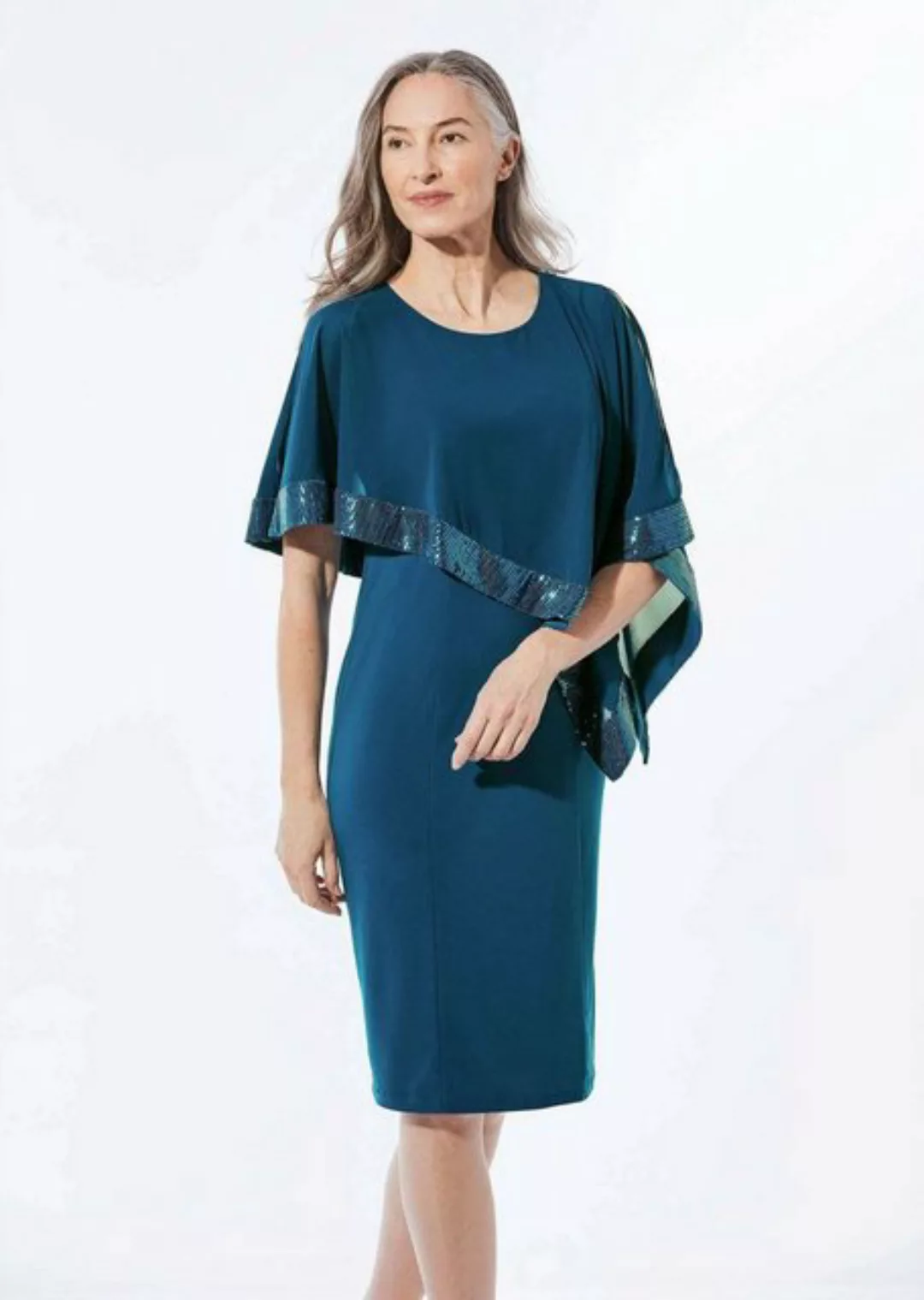 GOLDNER Abendkleid Kleid mit raffiniertem Chiffonüberwurf günstig online kaufen