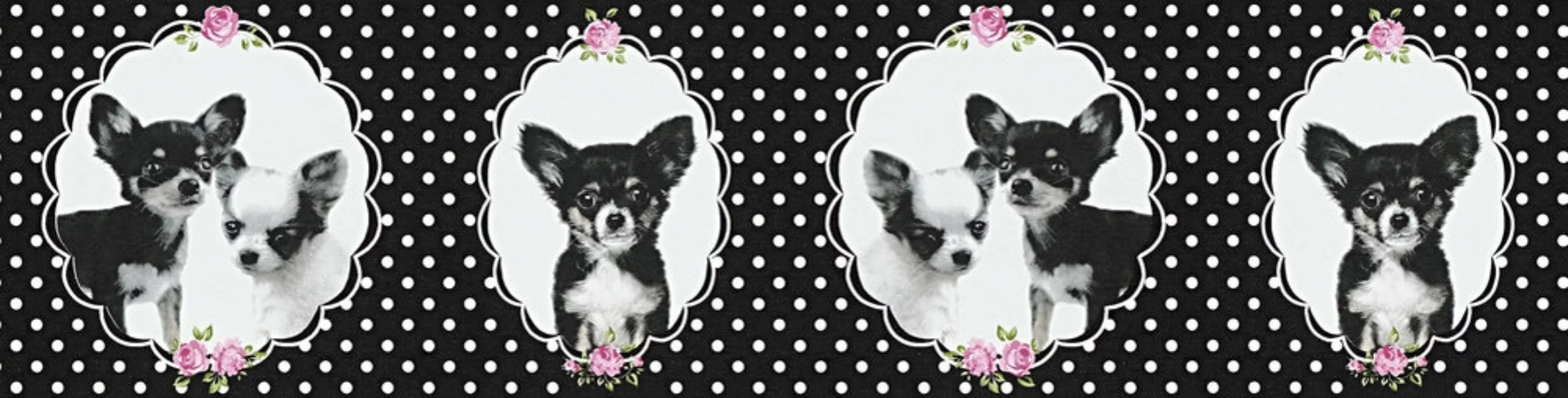 Bricoflor Chihuahua Tapete in Schwarz Weiß Tier Tapete mit Punkten Ideal fü günstig online kaufen