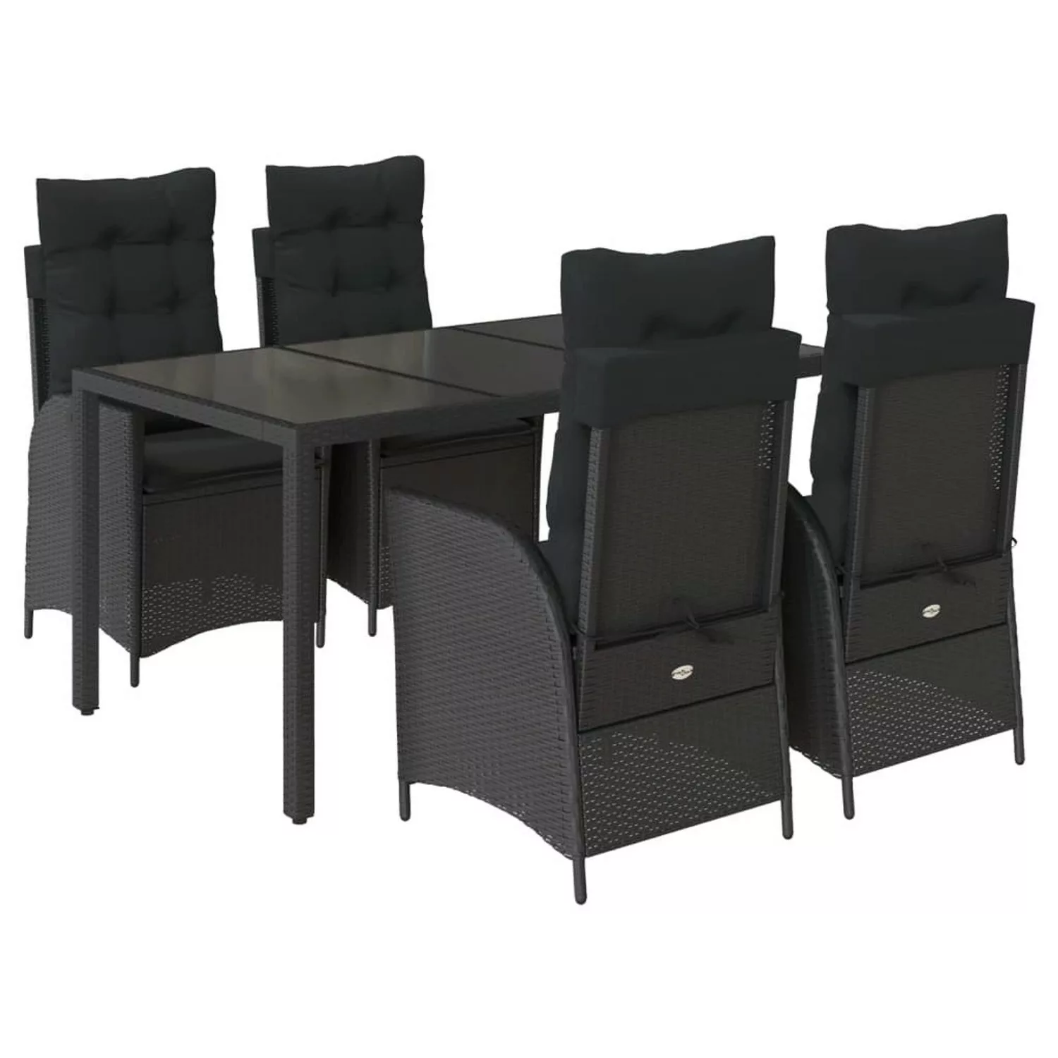 vidaXL 5-tlg Garten-Essgruppe mit Kissen Schwarz Poly Rattan Modell 200 günstig online kaufen