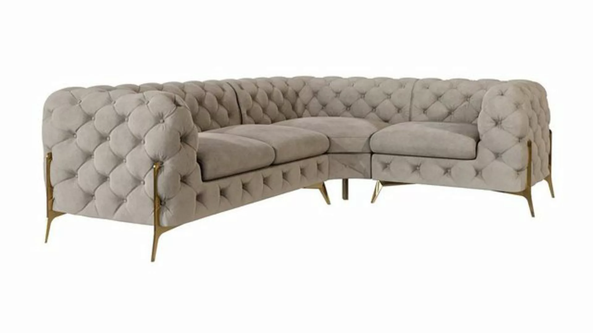 S-Style Möbel Ecksofa Chesterfield Ashley mit Goldene Metall Füßen, Die Eck günstig online kaufen