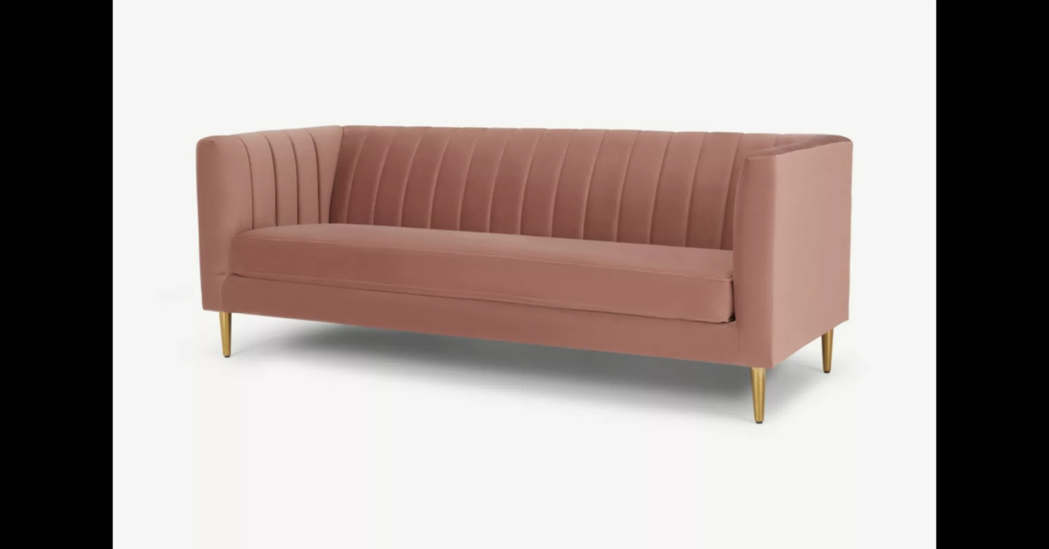 Amicie 3-Sitzer Sofa, Samt in Zartrosa - MADE.com günstig online kaufen