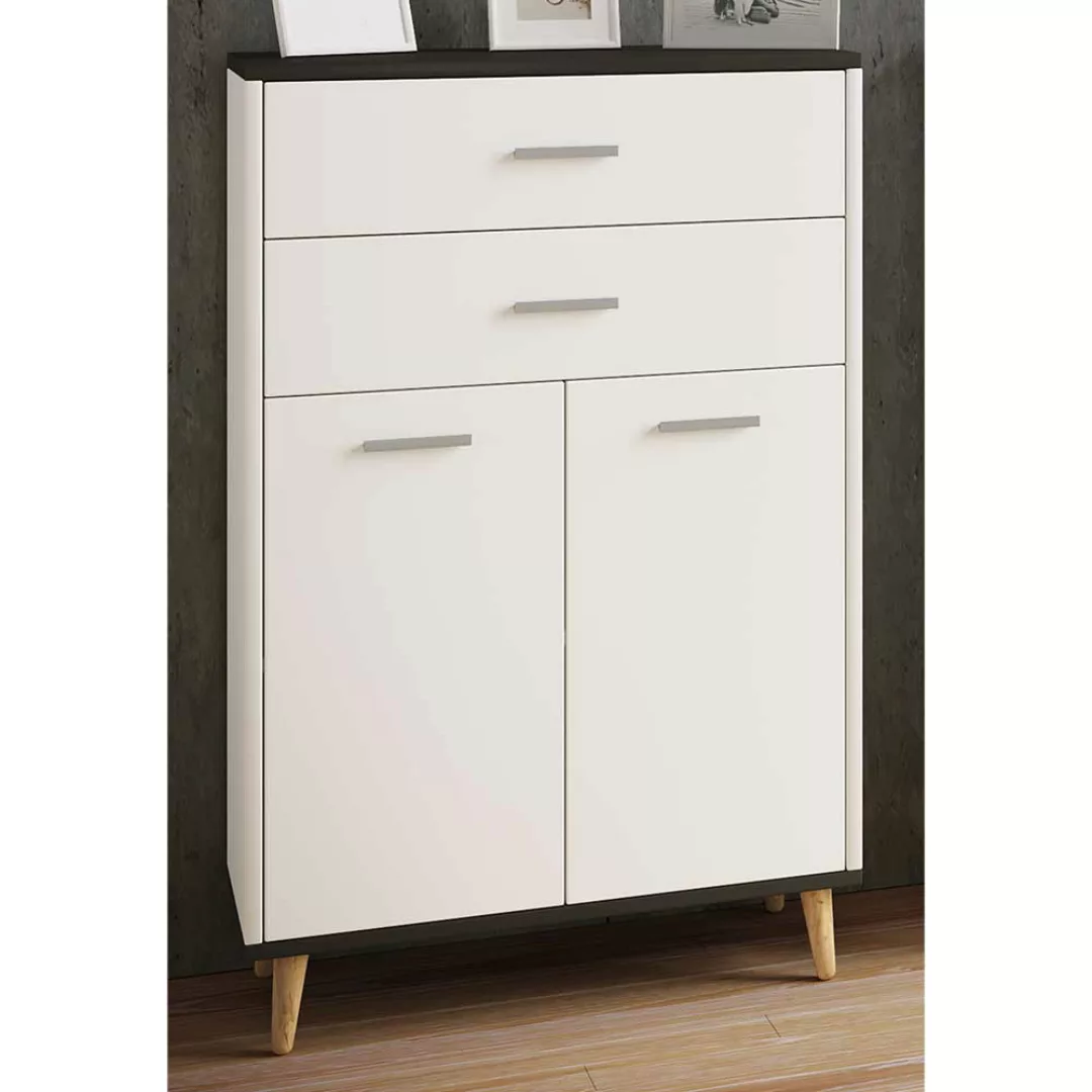 Modernes Highboard mit Schubladen in Weiß Anthrazit günstig online kaufen