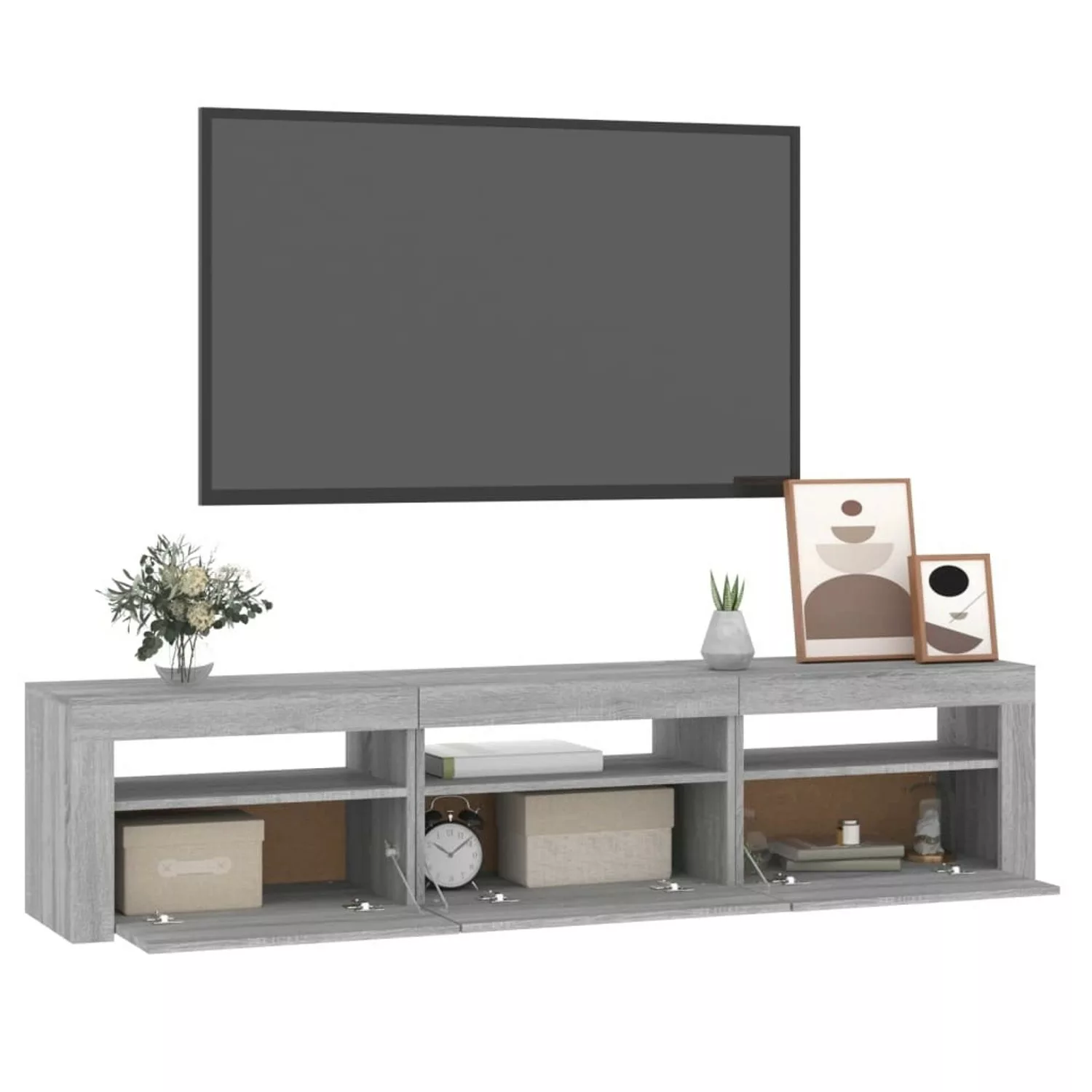 vidaXL Schrankmodule TV-Schrank mit LED-Leuchten Grau Sonoma 180x35x40 cm günstig online kaufen