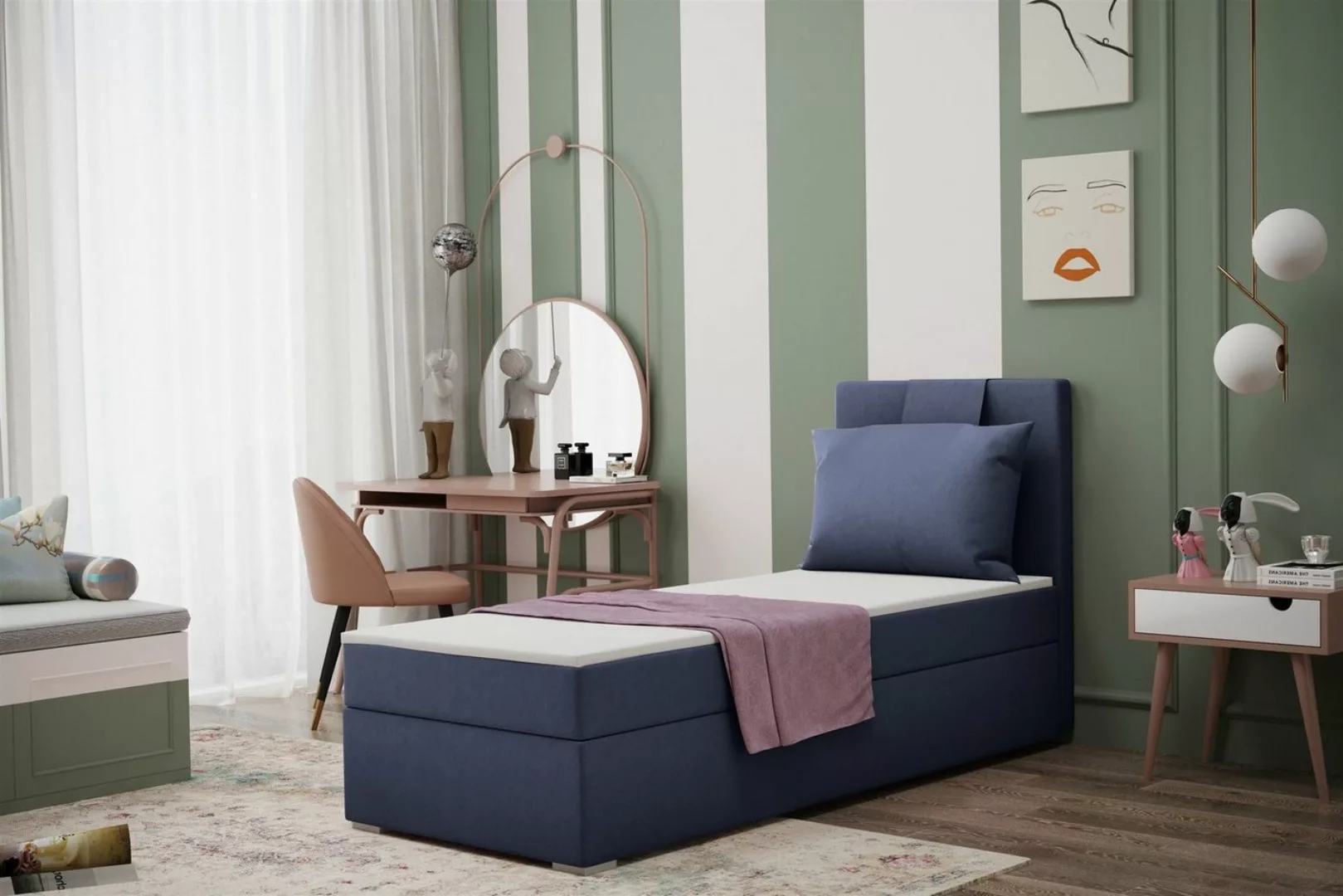 Fun Möbel Boxspringbett Schlafzimmerbett Gästebett SALMA in Stoff Soro (Ink günstig online kaufen