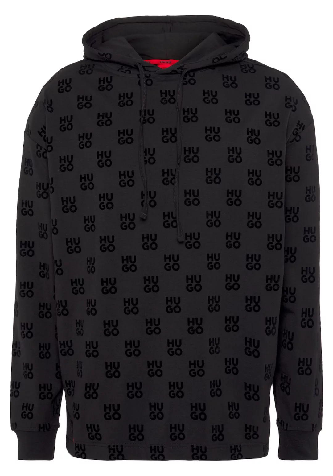 HUGO Kapuzensweatshirt Flock AOP Hoodie mit Monogramm-Allover Print günstig online kaufen