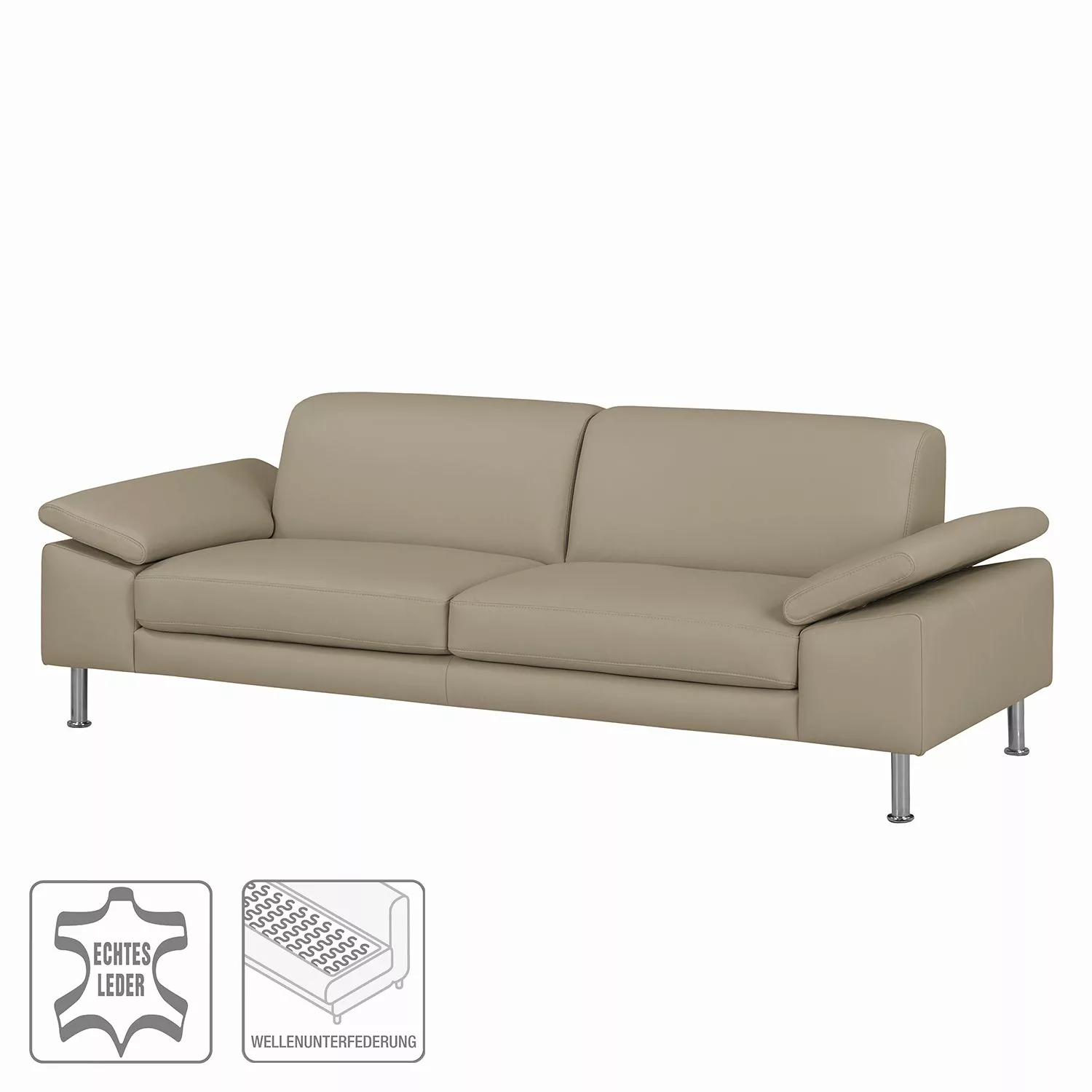 home24 Fredriks Sofa Termon IV 3-Sitzer Cappuccino Echtleder 232x82x90 cm ( günstig online kaufen