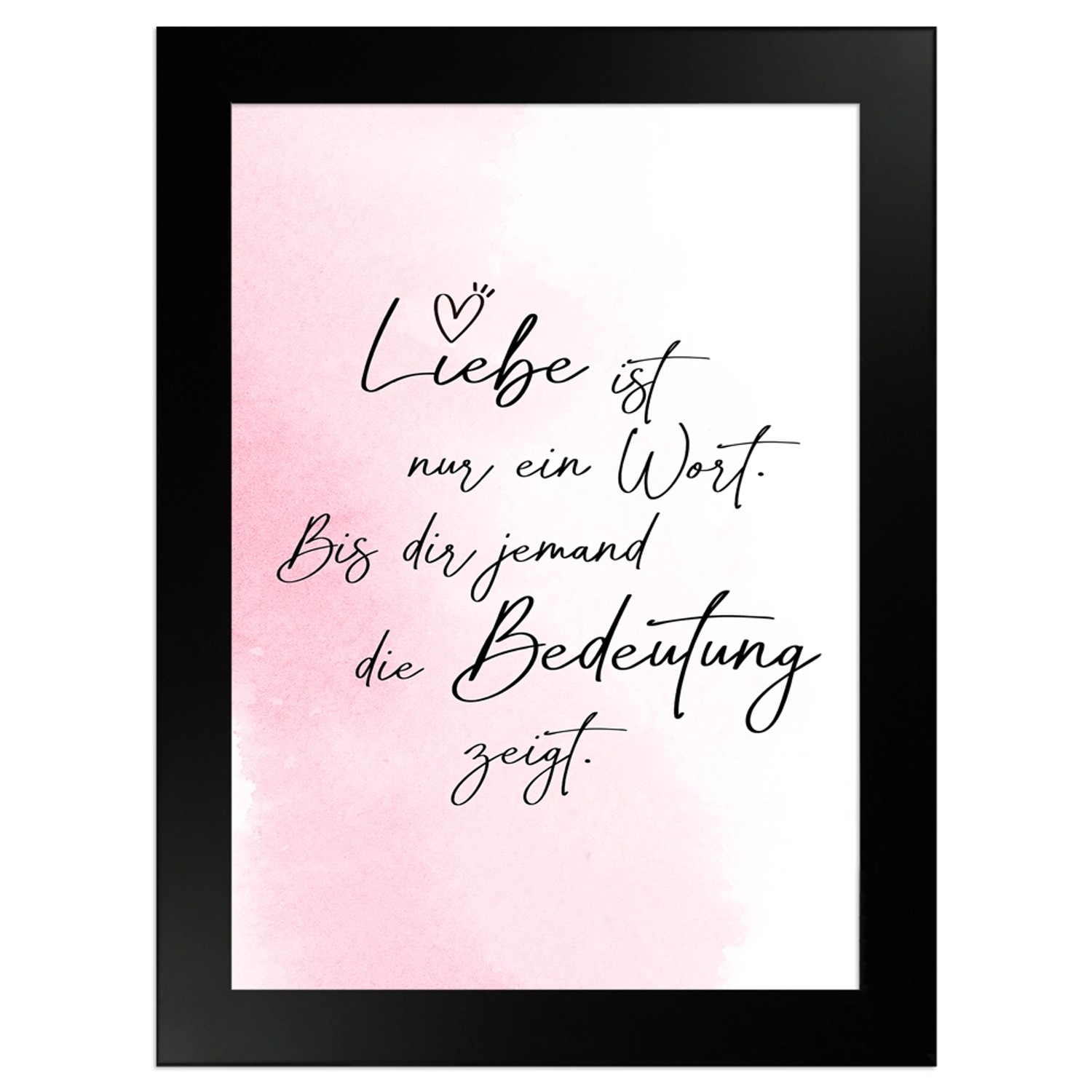 WANDStyle Gerahmtes Poster mit Spruch Liebe Ist Ein Wort in Rosa 13 x 18 cm günstig online kaufen