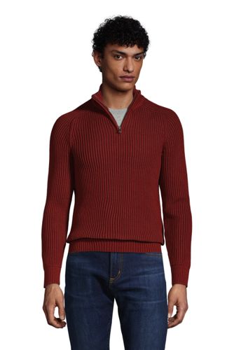 Pullover DRIFTER mit Vorderzipper, Herren, Größe: S Normal, Rot, Baumwolle, günstig online kaufen