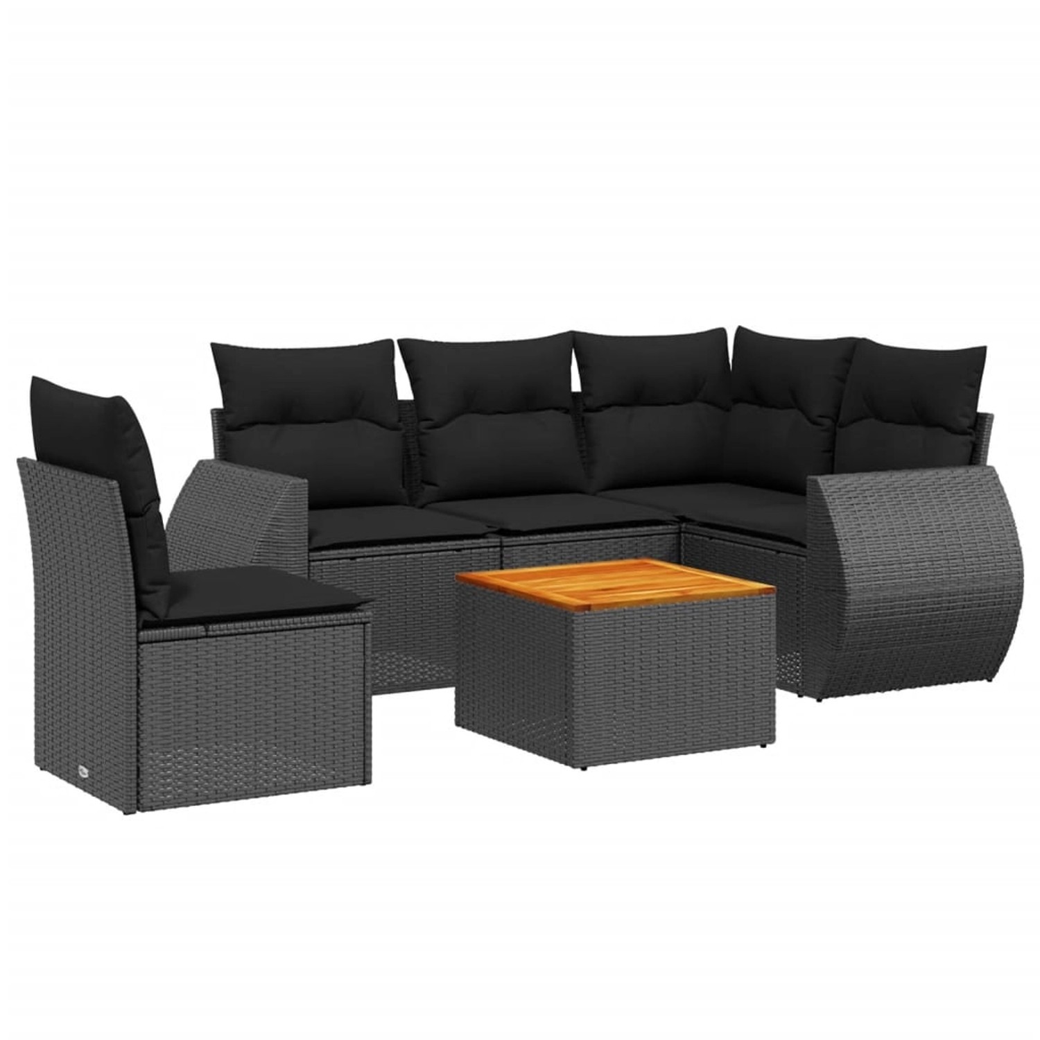 vidaXL 6-Tlg Garten-Sofagarnitur mit Kissen Schwarz Poly Rattan 3257336 günstig online kaufen
