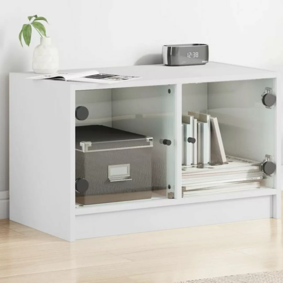 vidaXL TV-Schrank TV-Lowboard TV-Schrank mit Glastüren Weiß 68x37x42 cm günstig online kaufen