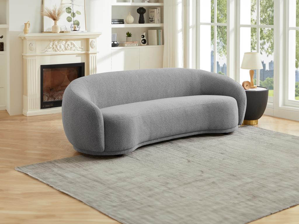 Sofa 3-Sitzer - Bouclé-Stoff - Grau - BOVANA von Pascal Morabito günstig online kaufen