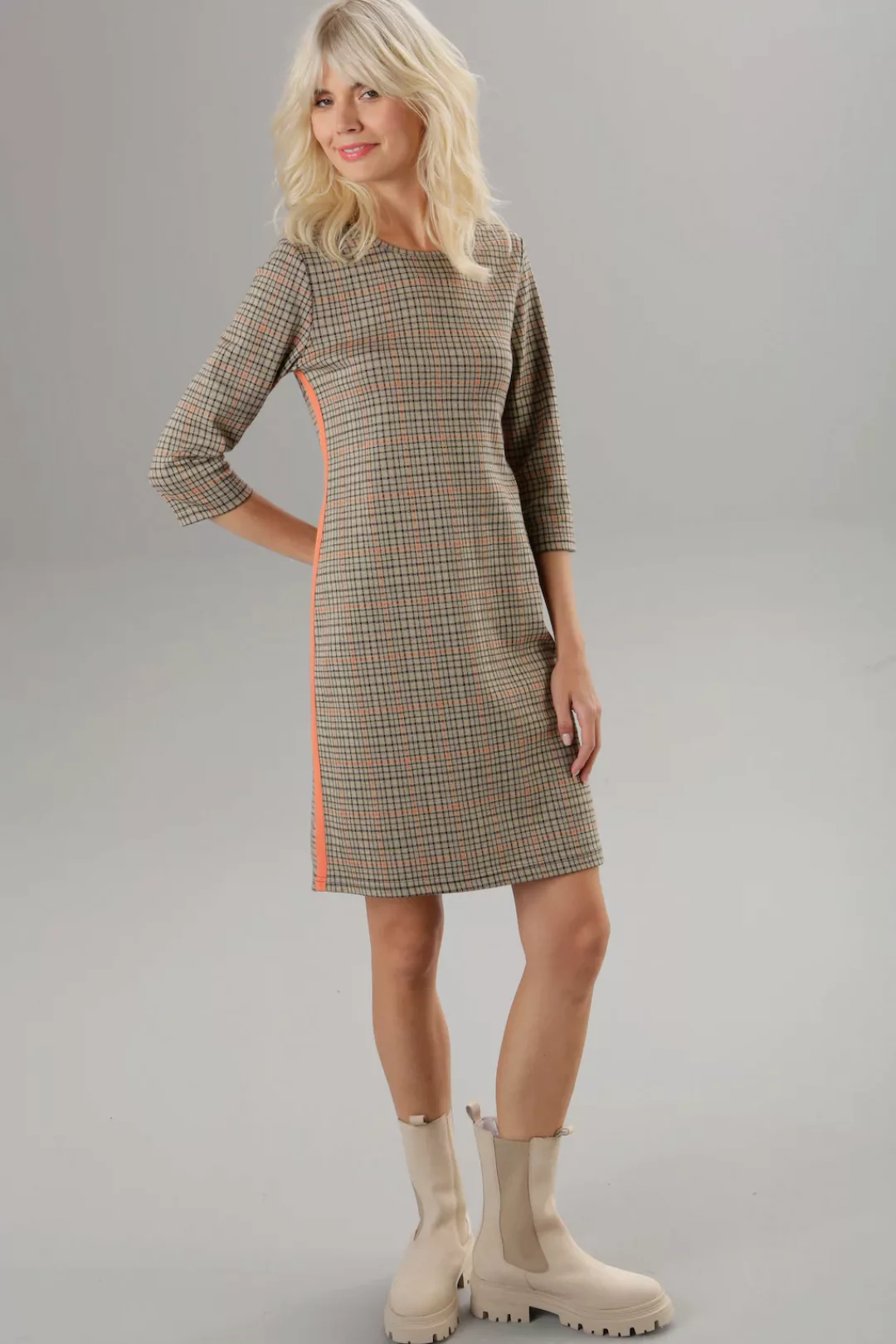 Aniston SELECTED Jerseykleid, mit orangefarbenen Zierbändern günstig online kaufen
