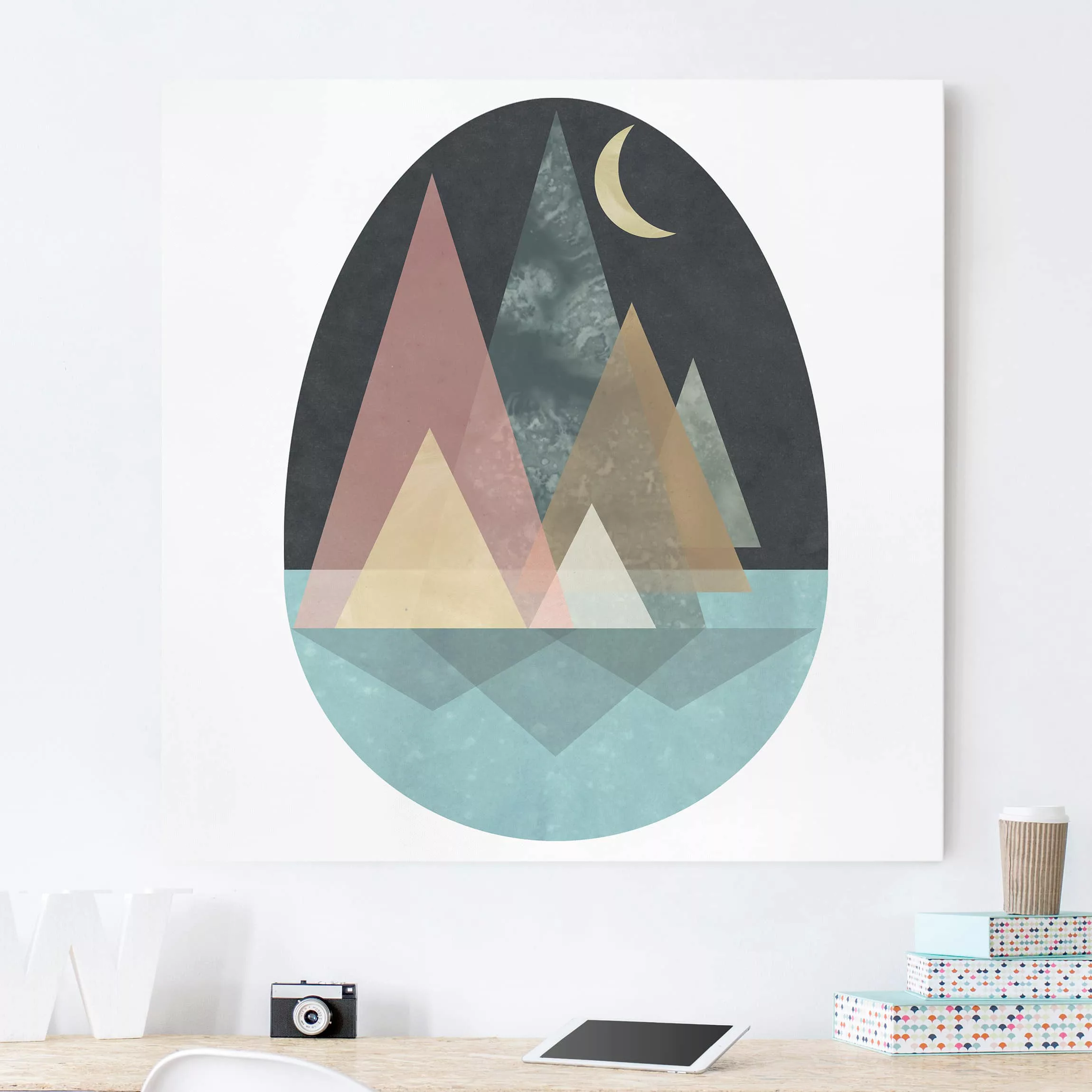 Leinwandbild - Quadrat Utopische Landschaft - Mond günstig online kaufen