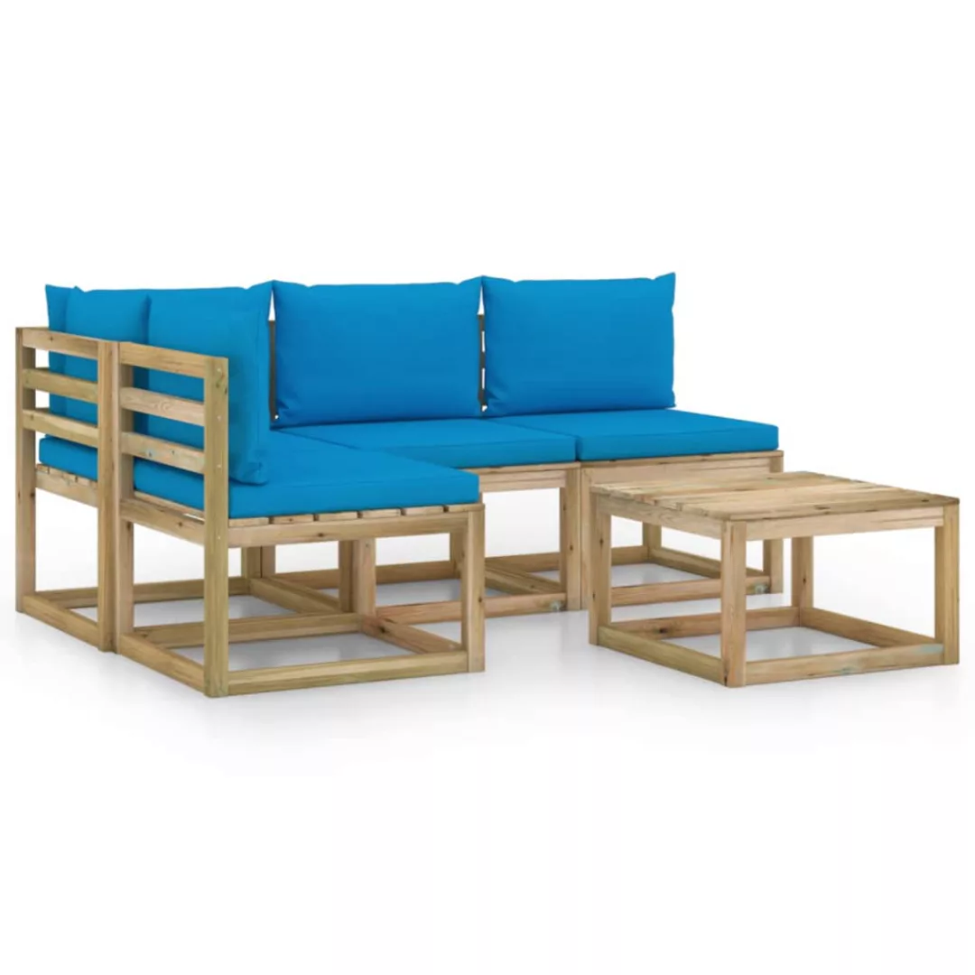 5-tlg. Garten-lounge-set Mit Hellblauen Kissen günstig online kaufen