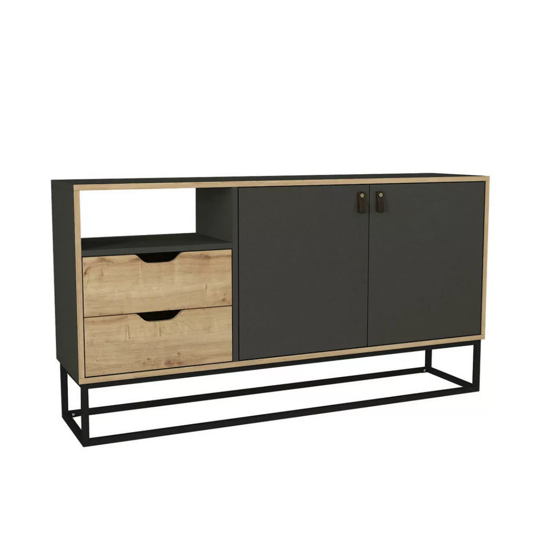 Sideboard Dolores anthrazit Safir Nachbildung B/H/T: ca. 150x80x35 cm günstig online kaufen