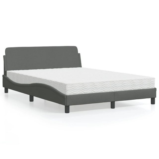 vidaXL Bett Bett mit Matratze Dunkelgrau 140x200 cm Stoff günstig online kaufen