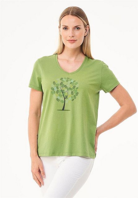 T-shirt Aus Bio-baumwolle Mit Baum-print günstig online kaufen