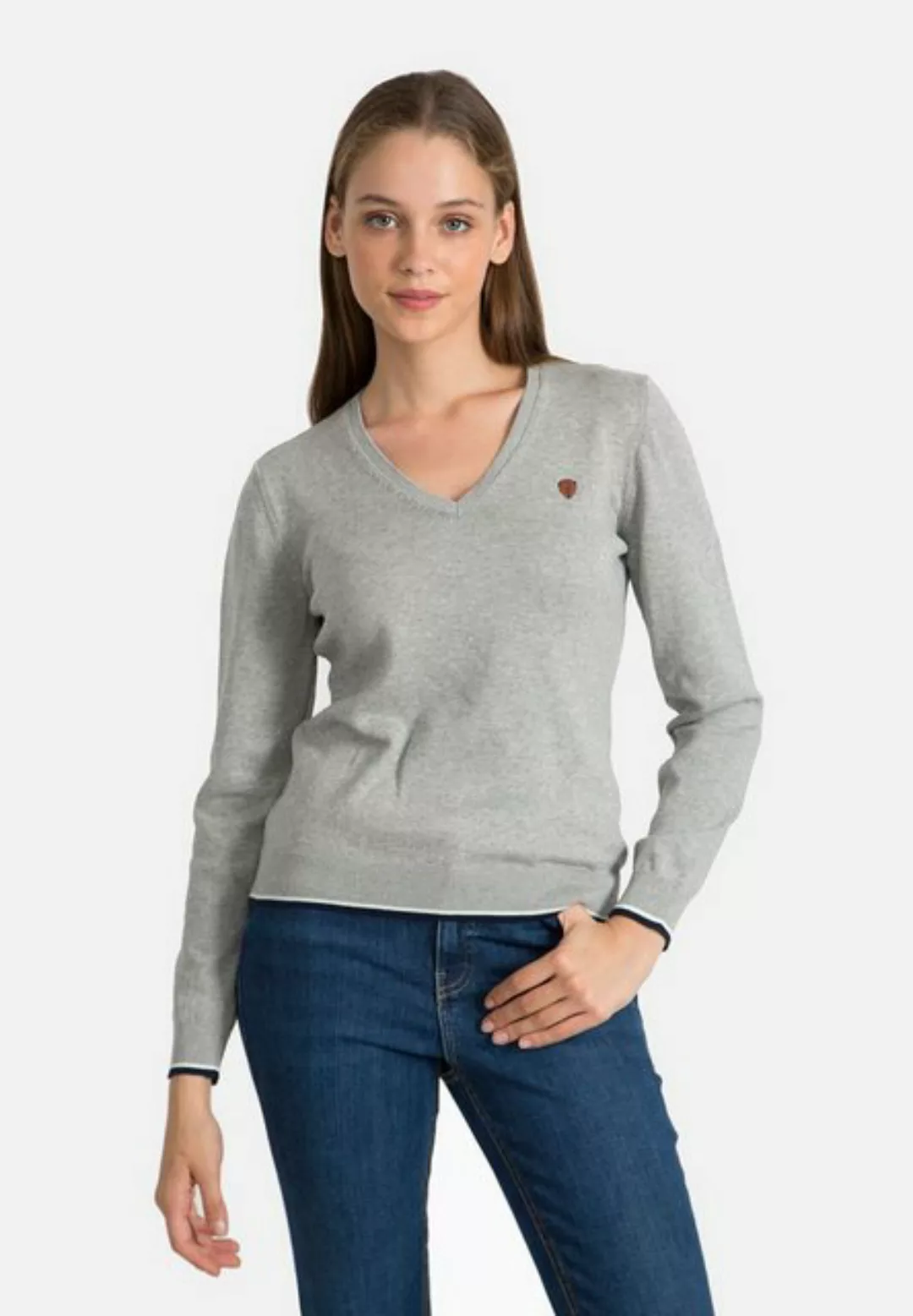 Jacey Quinn Sweatshirt V-Neck With Arm Patch günstig online kaufen