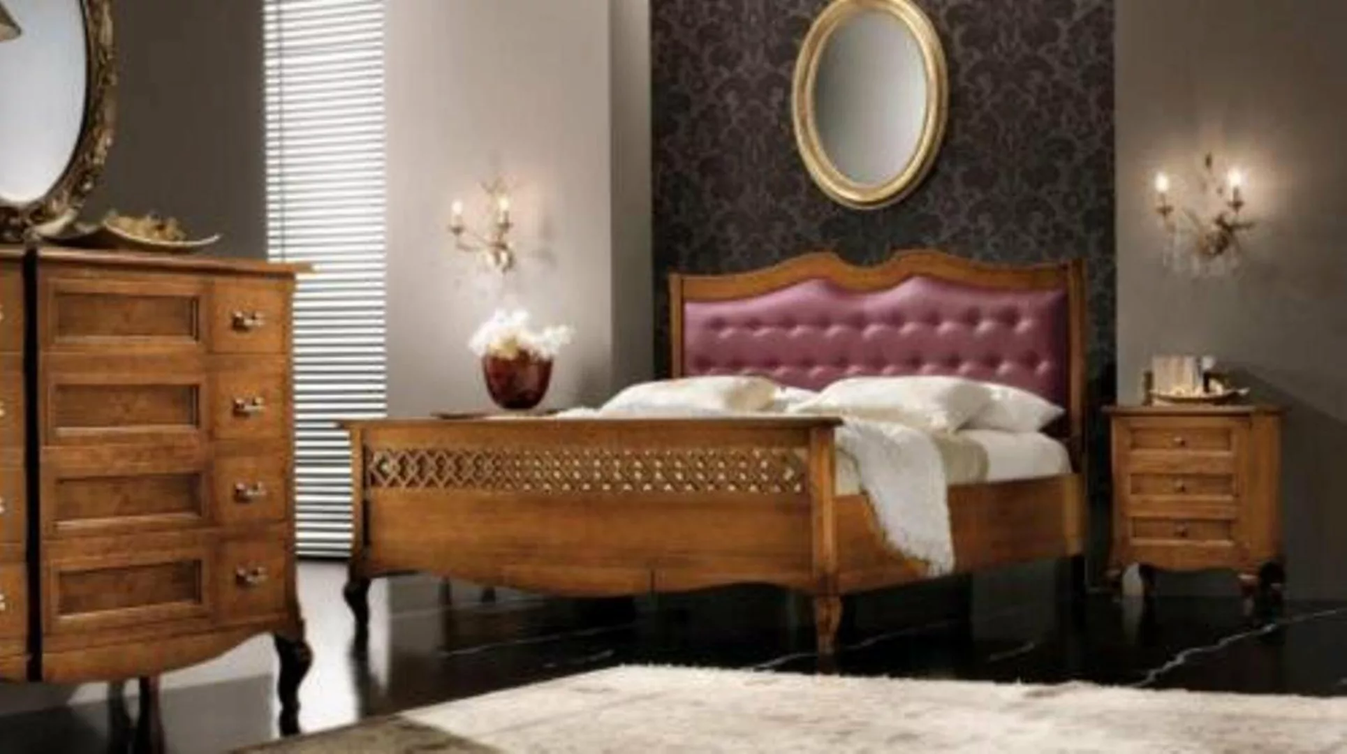 JVmoebel Bett, Schlafzimmer Massiv Holz Möbel Bett Polster Design Luxus Dop günstig online kaufen